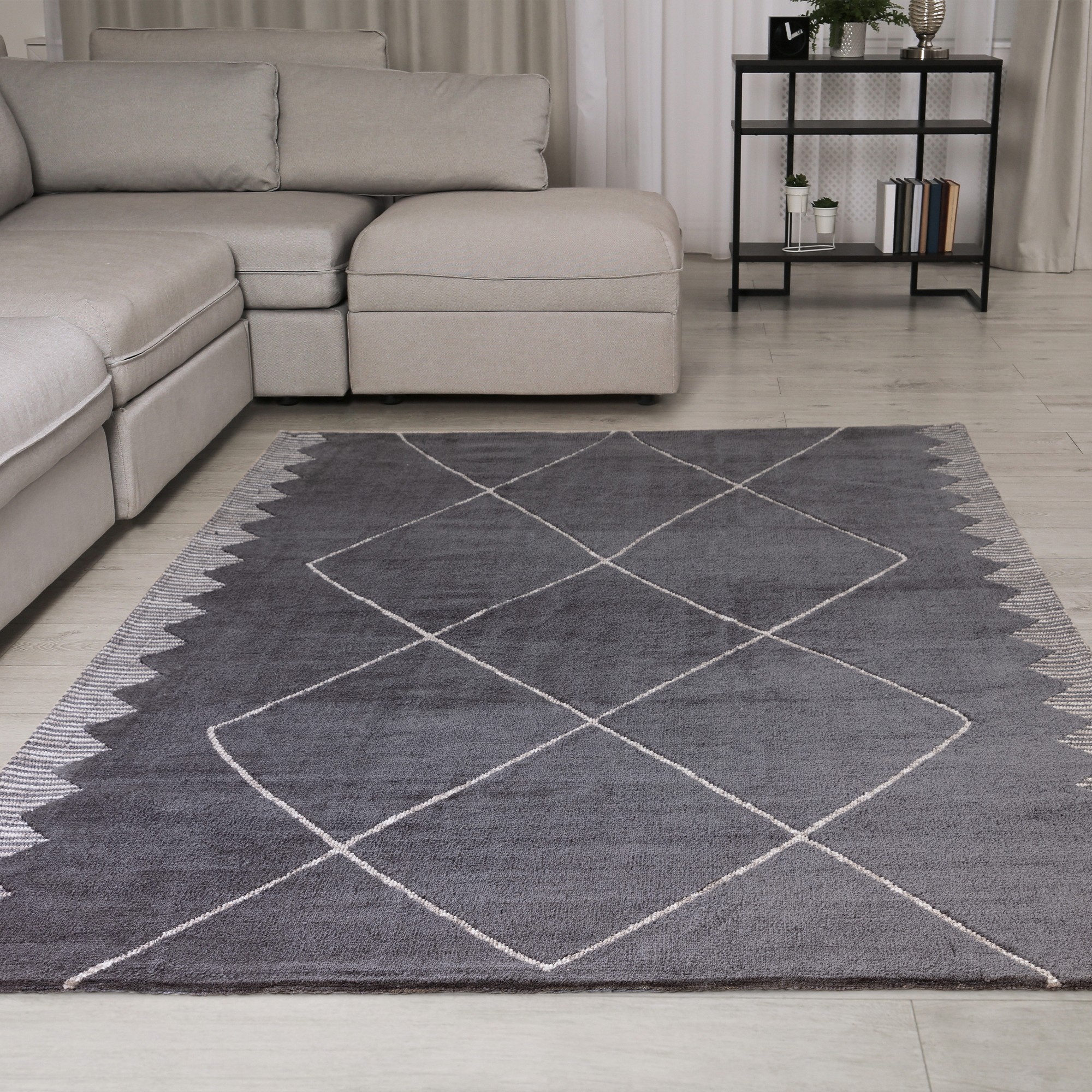 Mason Diamond Geometric Modern Abstract Rugs In Black